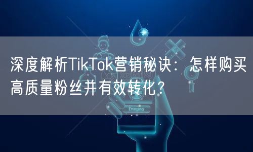 深度解析TikTok营销秘诀：怎样购买高质量粉丝并有效转化？