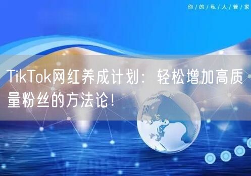 TikTok网红养成计划：轻松增加高质量粉丝的方法论！