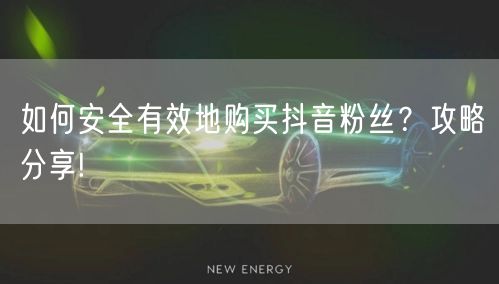 如何安全有效地购买抖音粉丝？攻略分享!