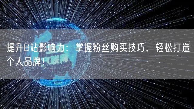 提升B站影响力：掌握粉丝购买技巧，轻松打造个人品牌！
