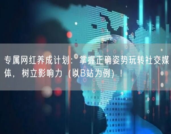 专属网红养成计划：掌握正确姿势玩转社交媒体，树立影响力（以B站为例）!