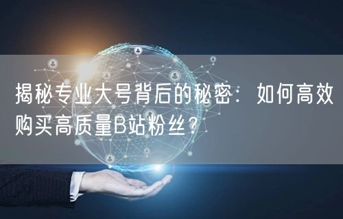 揭秘专业大号背后的秘密：如何高效购买高质量B站粉丝？