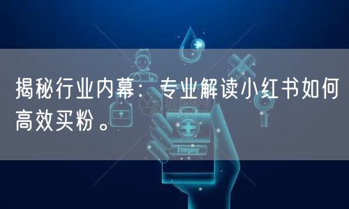 揭秘行业内幕：专业解读小红书如何高效买粉。