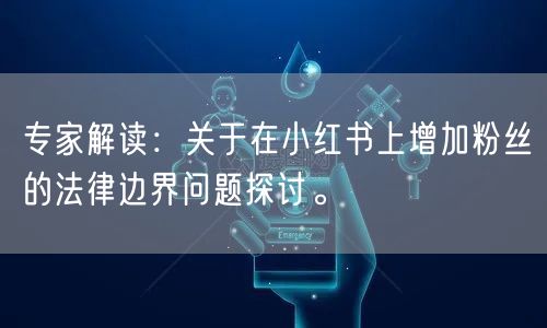 专家解读：关于在小红书上增加粉丝的法律边界问题探讨。