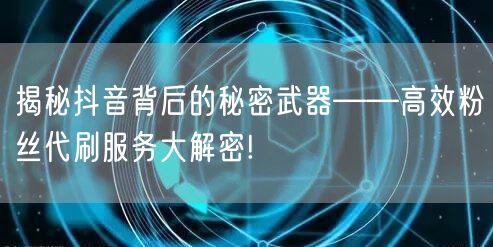 揭秘抖音背后的秘密武器——高效粉丝代刷服务大解密!