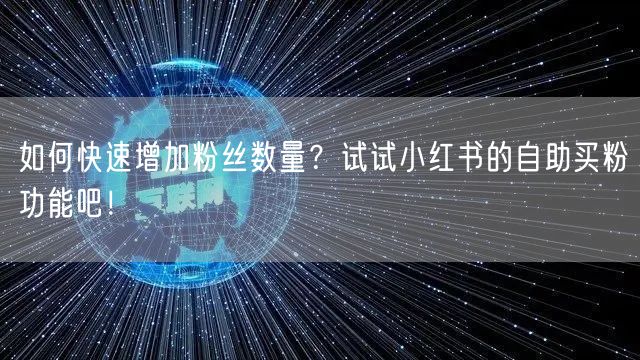 如何快速增加粉丝数量？试试小红书的自助买粉功能吧！